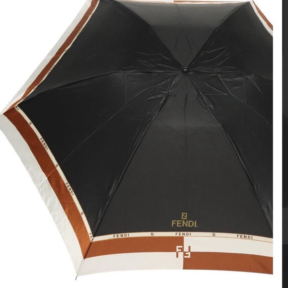 FENDI Folding Umbrella Nylon Black Brown white - Picture 12 of 13